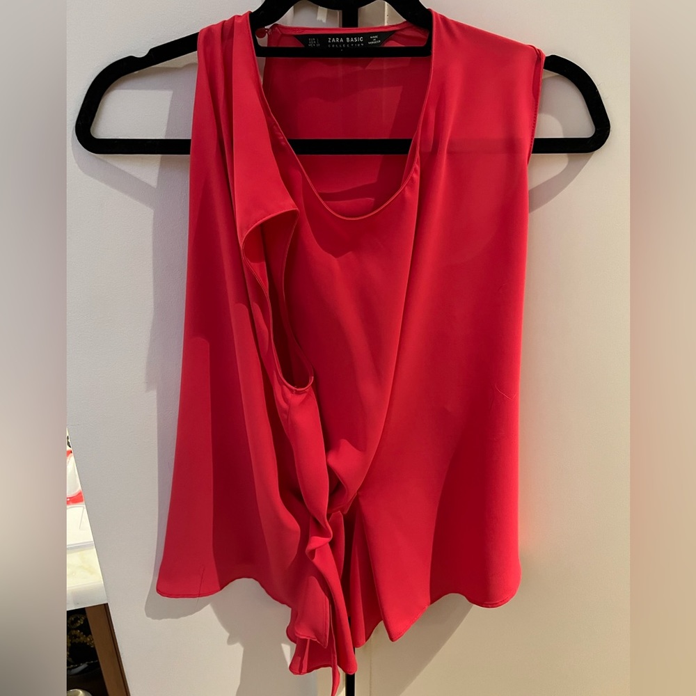 Zara basic hot pink blouse